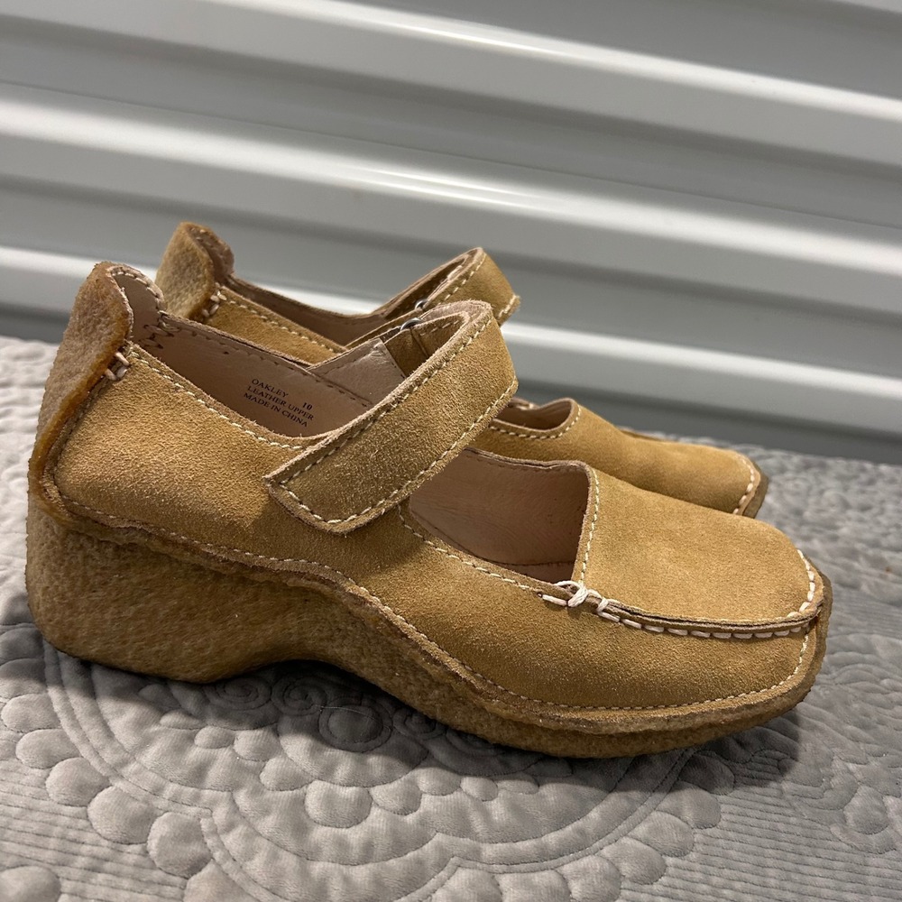 Yellow Box Oakley Tan Suede Mary Jane Platform Wedge Shoes Square Toe Mens 10